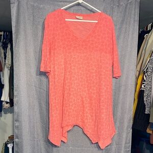 Elegant Coral V-Neck Tunic